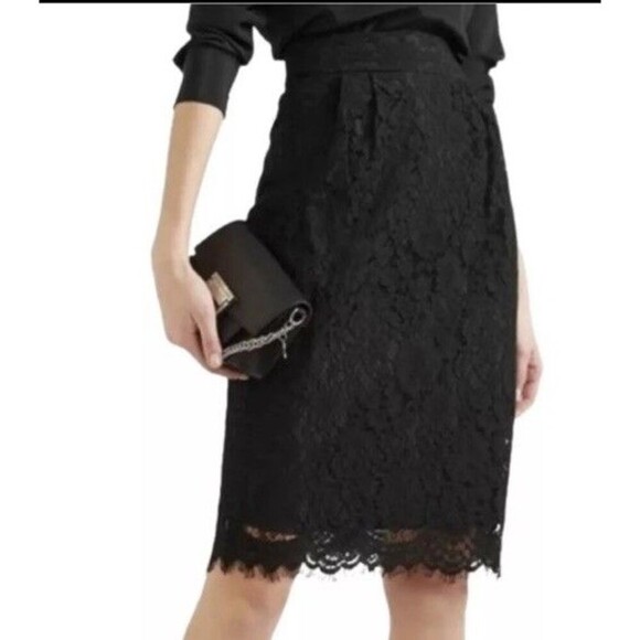 J.Crew Pintucked Pencil Skirt in Black Lace: Size 2 Floral Goth Whimsigoth - Picture 1 of 11